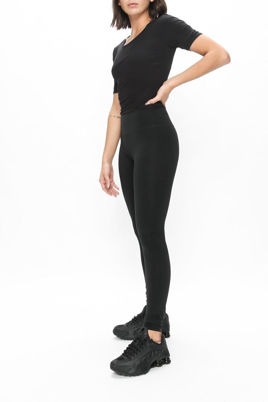 Wone High Waisted Leggings Womens M Black European Fabric Stretch Activewear USA